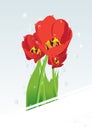 Vector illustration greeting card. Red tulips Royalty Free Stock Photo