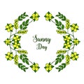 Vector illustration greeting template sunny day with leaf flower frame