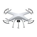Vector illustration of a grey quadcopter with a small camera. Modern gadget