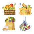 vector illustration of grocery basket box with vegetables