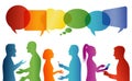 Crowd talking. Communication between group of people who talk. Communicate social networking. Dialogue between people. Multicolor Royalty Free Stock Photo