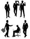 Group scene of businessmen silhouettes