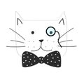 Vector illustration of the grumpy cat with bow tie