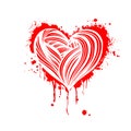 vector illustration of grunge heart made with red ink. Valentine's day theme. Bloody heart Royalty Free Stock Photo