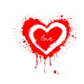 vector illustration of grunge heart made with red ink. Valentine's day theme. Bloody heart Royalty Free Stock Photo