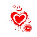 vector illustration of grunge heart made with red ink. Valentine's day theme. Bloody heart Royalty Free Stock Photo