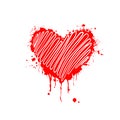 vector illustration of grunge heart made with red ink. Valentine's day theme. Bloody heart. Happy Valentine's Day. Royalty Free Stock Photo