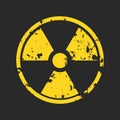 Vector illustration of grunge yellow radioactive hazard warning sign painted over black background. Royalty Free Stock Photo