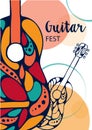 Vector illustration - Guitar festival. Hand-drawn music instruments.