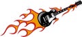 Vector illustration guitar with flames and fire