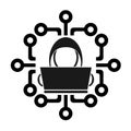 Vector illustration, hacker programmer icon. Isolated on a white background.