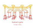 Vector illustration of Hadrian`s gate in Antalya, Turkey.