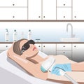 Vector illustration. Hair removal procedure on a womanÃ¢â¬â¢s body. Beautician doing laser rejuvenation