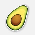 Vector illustration. Half avocado fruit with seed inside. Healthy vegetarian food