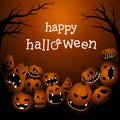 Halloween background with scary pumpkin monsters