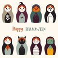 Vector illustration - halloween costume russian dolls
