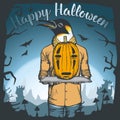 Vector illustration of Halloween penguin concept Royalty Free Stock Photo