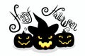 Vector illustration, halloween pumpkin decoration with black pattern,