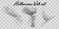 Vector illustration Halloween spider web isolated on transparent background. Hector venom cobweb set. Halloween monochrome spider Royalty Free Stock Photo