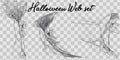 Vector illustration Halloween spider web isolated on transparent background. Hector venom cobweb set. Halloween monochrome spider Royalty Free Stock Photo