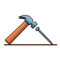 vector illustration of hammer and nails in minimalist and flat style Royalty Free Stock Photo