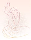 Vector illustration of a hand of a Buddha with a mandala Royalty Free Stock Photo