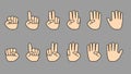 vector illustration of hand count finger one to ten with left hand and right hand