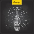 Vector illustration of hand drawing champagne bottle
