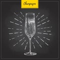 Vector illustration of hand drawing champagne glass