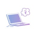 Vector illustration: Hand-drawing isolated laptop in pastel color on white background.