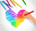 Vector illustration of hand drawing rainbow heart