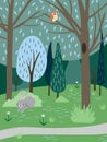 Vector illustration in hand drawing style. Spring came to the forest. Print for your design. Spring mood. Hello spring