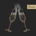 Vector illustration of hand drawing two clinking champagne glassVector illustration of hand drawing two clinking champagne glasses Royalty Free Stock Photo