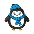 Hand drawn cartoon cute dressed penguin