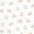 Vector illustration of hand drawn colorful fireworks pattern