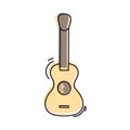 Vector illustration. Hand drawn doodle of classical guitar. String plucked musical instrument. Small acoustic guitar or Royalty Free Stock Photo