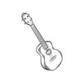 Vector illustration. Hand drawn doodle of classical guitar. String plucked musical instrument. Small acoustic guitar or Royalty Free Stock Photo