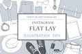 Llustration of Hand drawn, doodle flat lay coordination. folded shirt, tie, trousers, shoes, spectacles and belt. Male Royalty Free Stock Photo