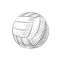 Vector illustration. Hand drawn doodle of leather volleyball ball. Sports equipment. Cartoon sketch. Decoration for greeting cards