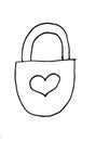 Vector illustration. Hand drawn doodle of padlock in heart shape. Cartoon sketch Royalty Free Stock Photo