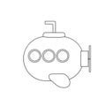 Vector illustration. Hand drawn doodle of submarine with periscope and portholes. Cartoon sketch. Isolated on white Royalty Free Stock Photo