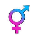 Vector illustration. Hand drawn doodle with transgender or hermaphrodite symbol. Gender pictogram. Cartoon sketch. Decoration for Royalty Free Stock Photo