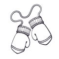 Vector illustration. Hand drawn doodle of two christmas mitten. Winter wool glove for cold weather Royalty Free Stock Photo