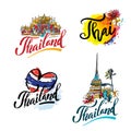Vektor ilustrace z ručně malovaná prvky cestování na thajsko cestovat na thajsko 