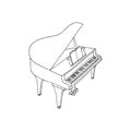 Vector illustration of hand drawn grand piano. Sketch piano