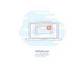 Vector illustration hand drawn line flat icon of new e-mail notification on laptop screen. Royalty Free Stock Photo