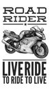 Vector illustration of hand drawn motorcycle, sport bike. Detailed sketched classic sport bike in ink style for biker club sign,