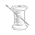 Vector illustration of hand drawn spool with thread. spool of thread vector sketch illustration Royalty Free Stock Photo