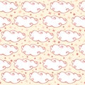 Clouds pattern. Cute seamless pattern with clouds on beige background.