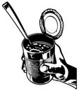 Can of Beans Black and White Vector Cartoon Royalty Free Stock Photo